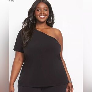 Lane Bryant Black One-Shoulder Cocktail Dress